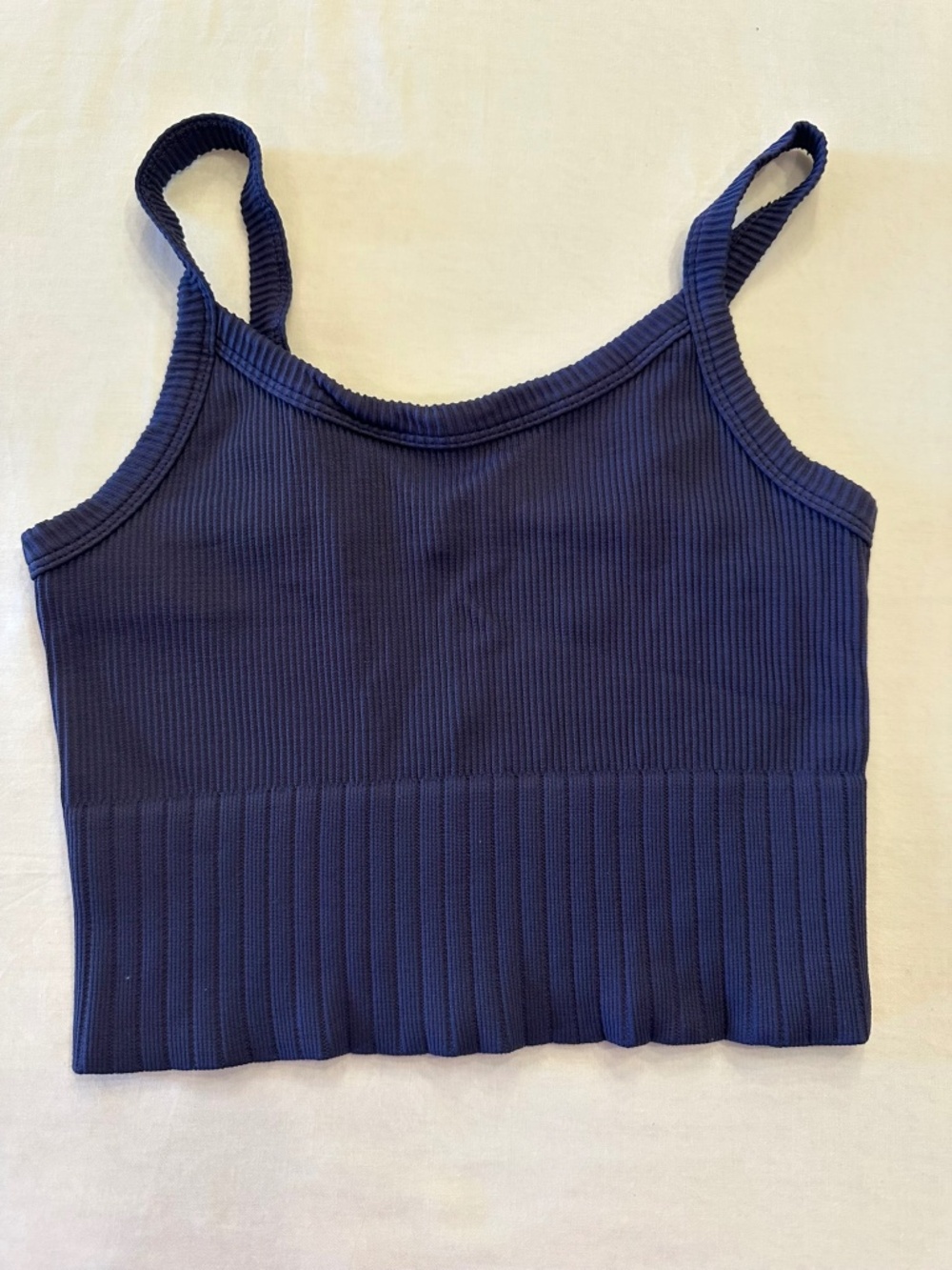 Navy Blue Ribbed Cropped Tank Top Cami